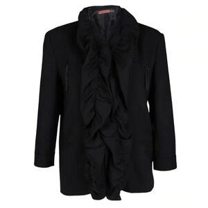 Alice +  Olivia Black Ruffle Jacket Blazer, Size Small